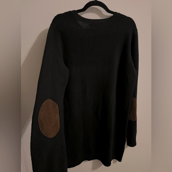 POLO RALPH LAUREN ITALIAN YARN BLACK WOOL SWEATER DRESS W/CALF ELBOW PATCHES XL - Picture 9 of 11